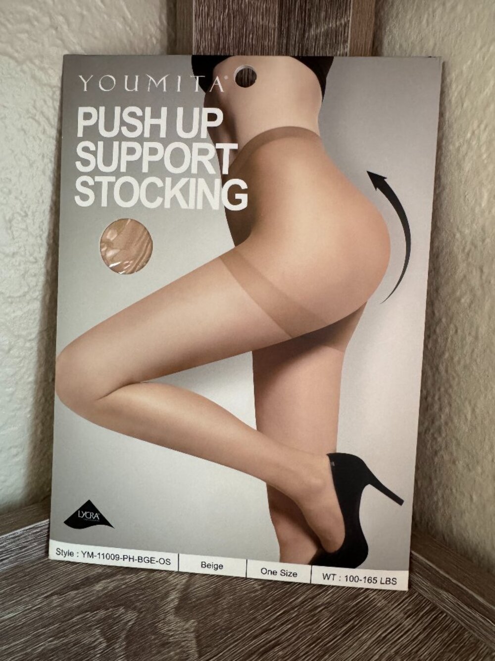 Youmita Push Up Support Stocking Beige One Size Shaping Pantyhose NIB